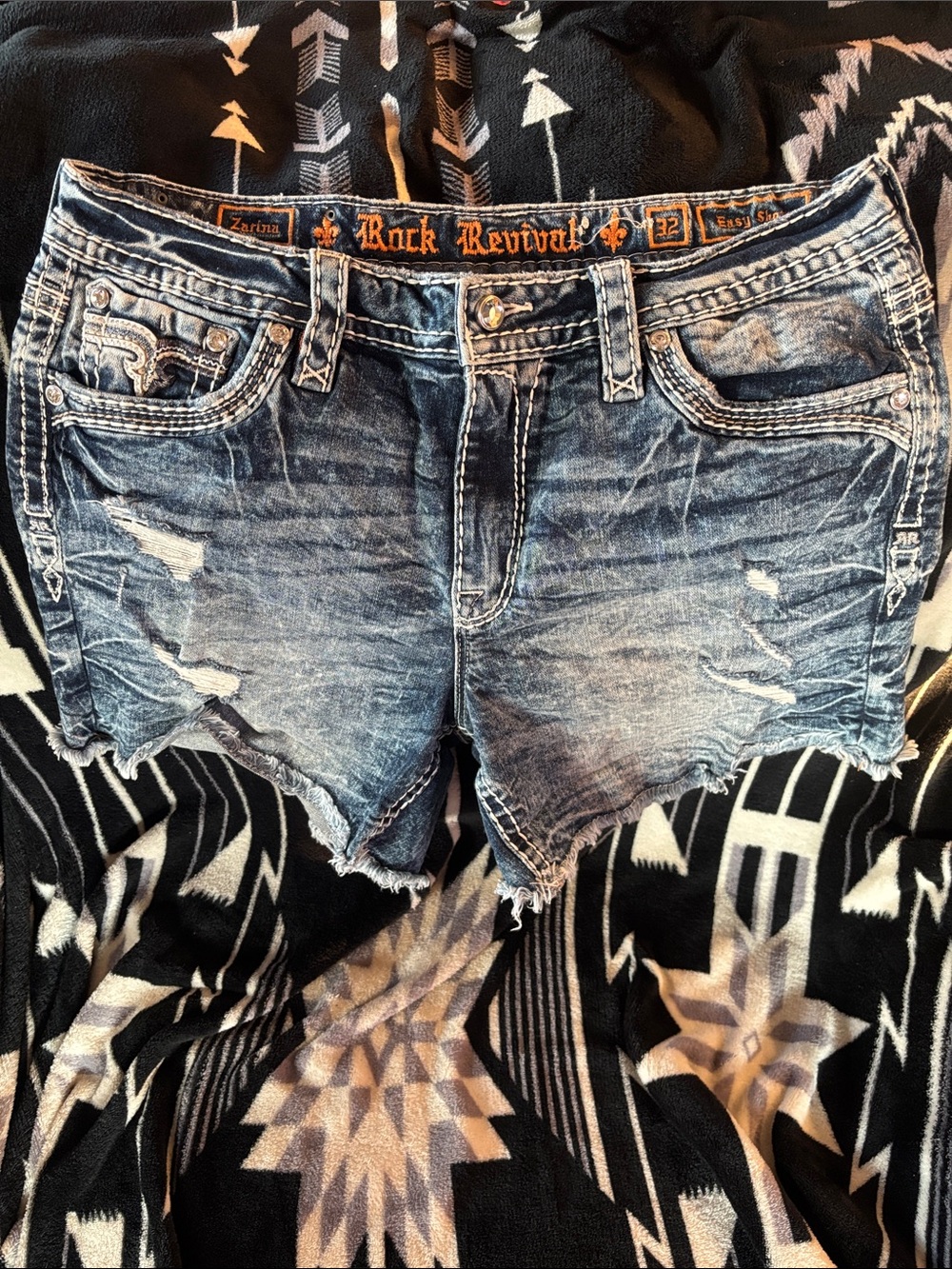 Rock Revival Distressed Light Blue Denim Cutoff Shorts